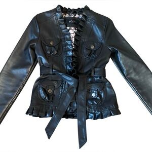 Shi by Journeys faux leather jacket Blazer Black Belted Women’s XS Lined
